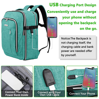 Travel Carry On 17.5" Laptop Expandable Backpack for Men Women, Personal Item Bag Waterproof Airline Approved with USB Charging Hole 3 Packing Cubes, Large Weekender Daypack Business Luggage Suitcase
