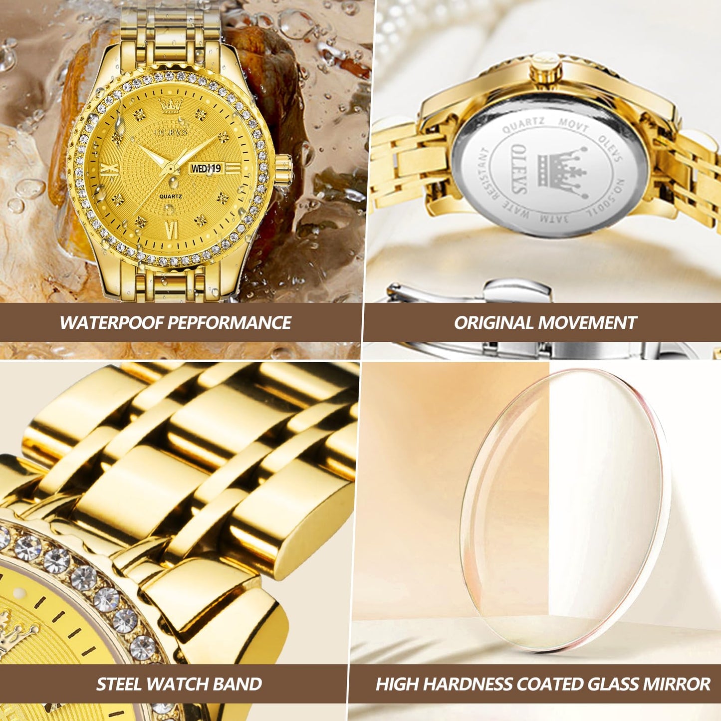 OLEVS Watches Women with Date Silver Stainless Steel Luxury Ladies Watches with Small Writs Diamond Watches for Women Waterproof Elegant Dress Quartz Analog Women's Wrist Watches Reloj de Mujer