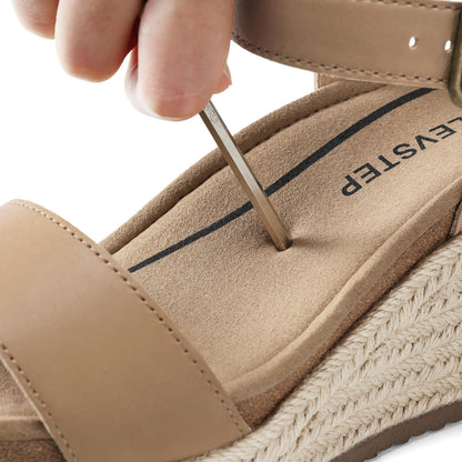 Women's Orthopedic Wedge Sandals: Arch Support Genuine Leather Platform Espadrilles - Comfortable Open Toe Casual Summer Sandals