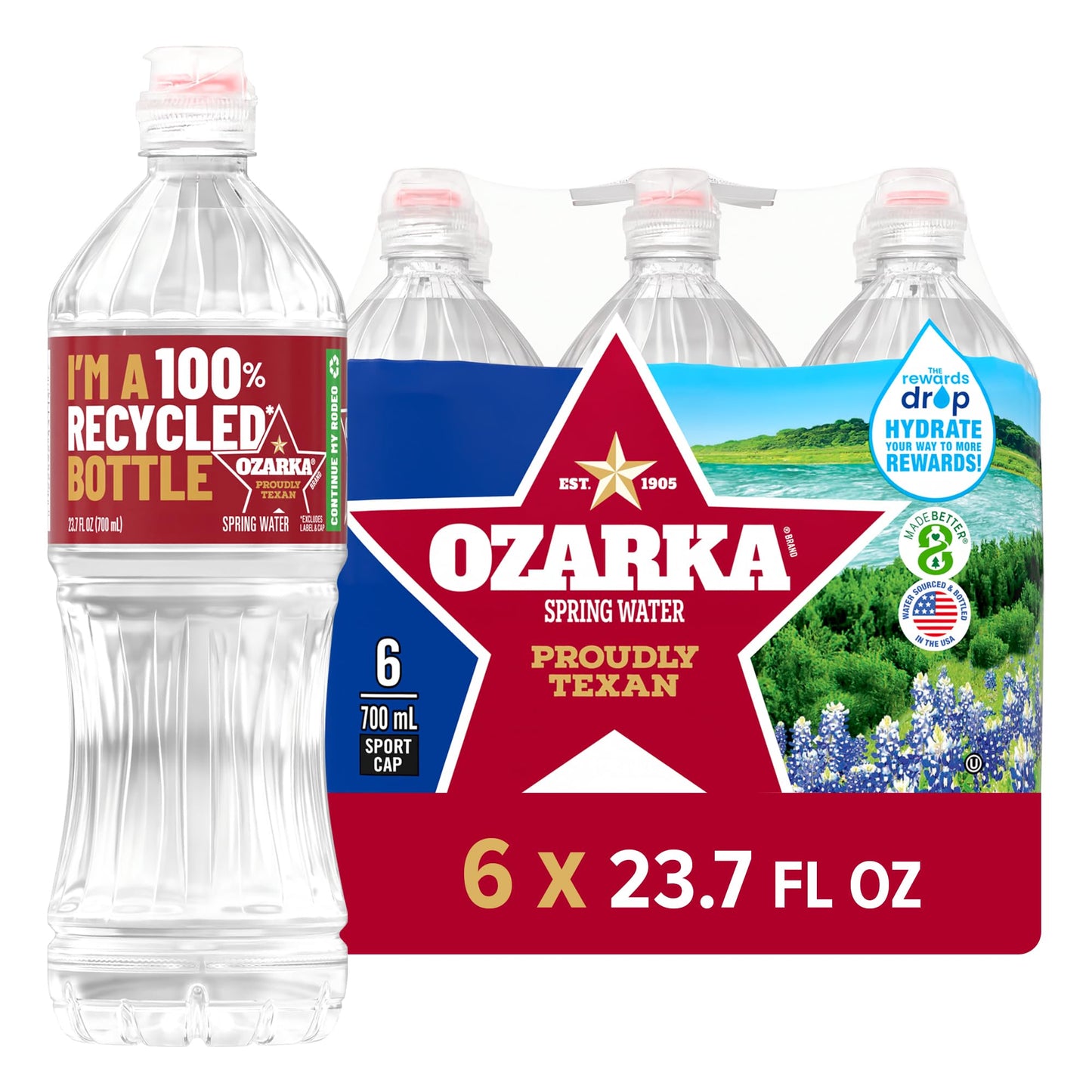 Ozarka Texas Spring Water Bottles, 12 Pack - Still Drinking Water with Naturally Balanced Minerals for a Crisp Clean Taste - 12 Fl Oz