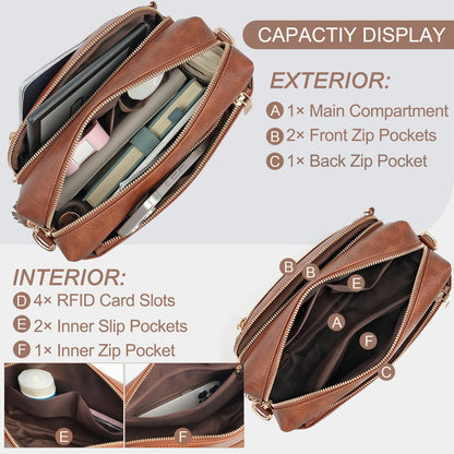 Small Leather Crossbody Bags for Women Anti theft Purses and Handbag Shoulder Hangbag with Wide Strap Tassel