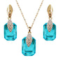 Navachi 18k Gold Plated Crystal Multicolor Square Shape Zircon Dangle Earrings And Neckalce Pendant Az4020-1 Jewelry set