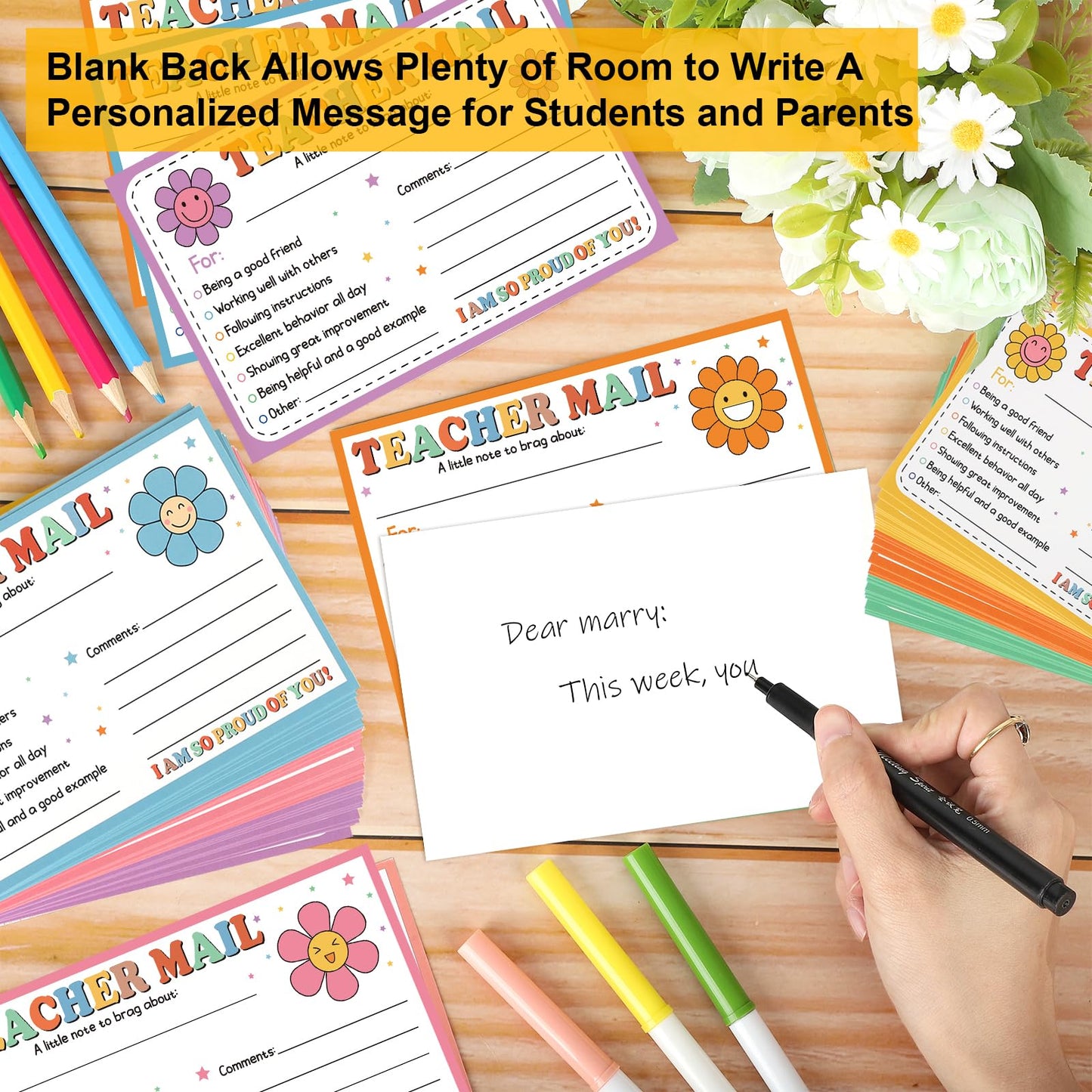 60Pcs Teacher Mail Notes to Parents, Boho Happy Mail from Teacher, Brag Cards for Students Behavior Classroom Must Haves to Send Home for Preschool Kindergarten Elementary School Supplies (Boho)