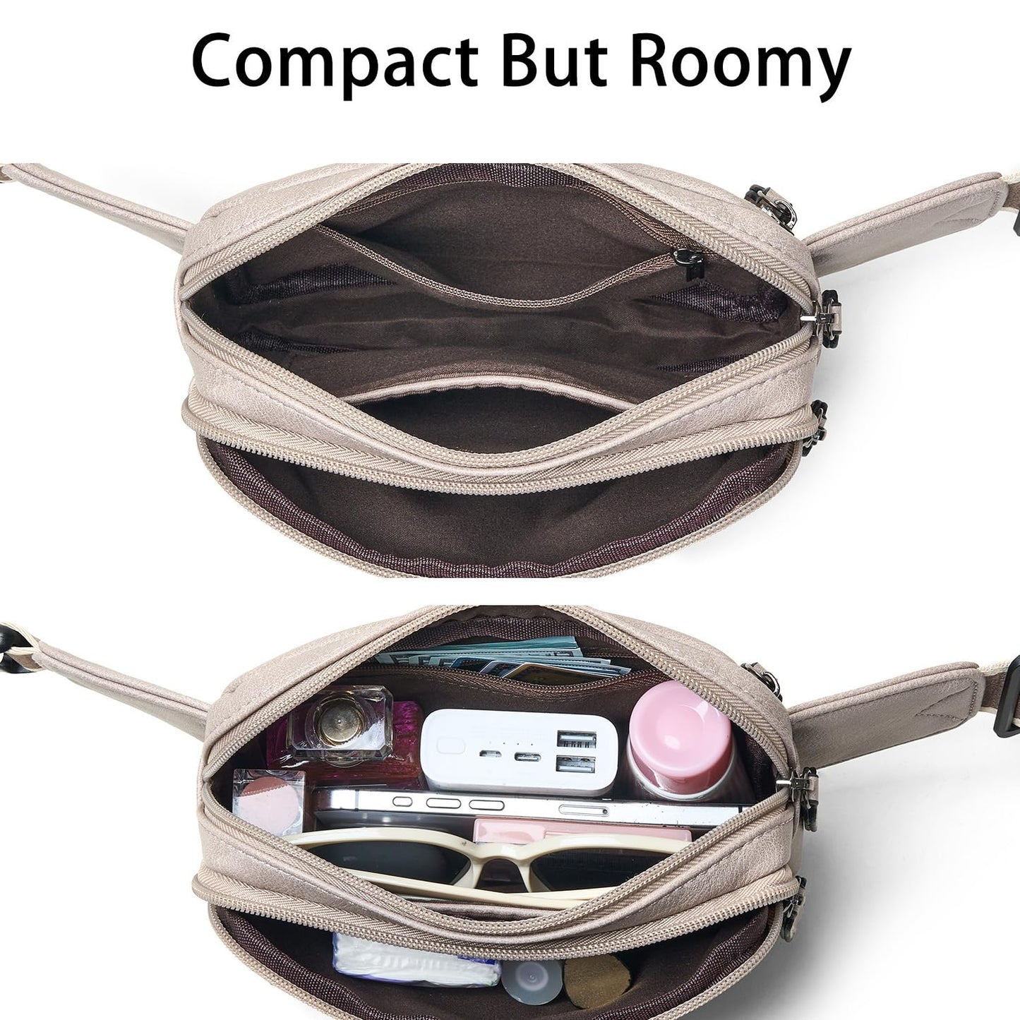 Leresas Fanny Packs for Women Vegan Leather Belt Bag Chic Cross Body Waist Pack Waist Purse for Travel Hiking Running Brown