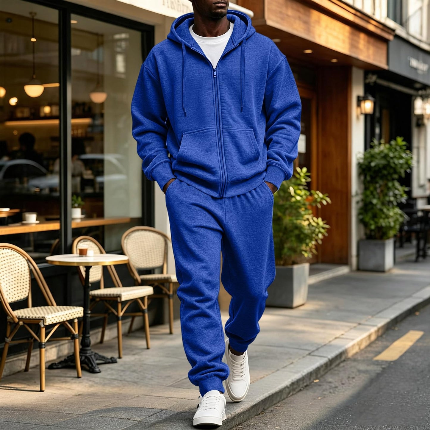 Jogger Sweatpants Matching Outfit For Men 2 Piece Sweat Suits Full Zip Up Hooded Tracksuit Soft Fleece Set