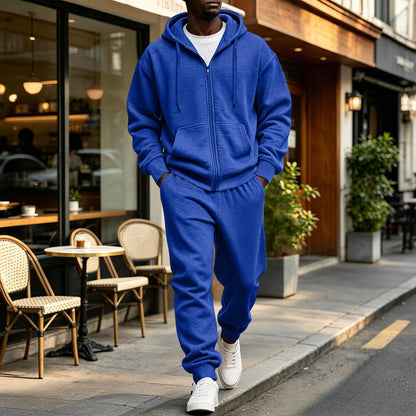 Jogger Sweatpants Matching Outfit For Men 2 Piece Sweat Suits Full Zip Up Hooded Tracksuit Soft Fleece Set