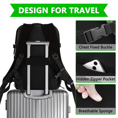 Travel Carry On 17.5" Laptop Expandable Backpack for Men Women, Personal Item Bag Waterproof Airline Approved with USB Charging Hole 3 Packing Cubes, Large Weekender Daypack Business Luggage Suitcase