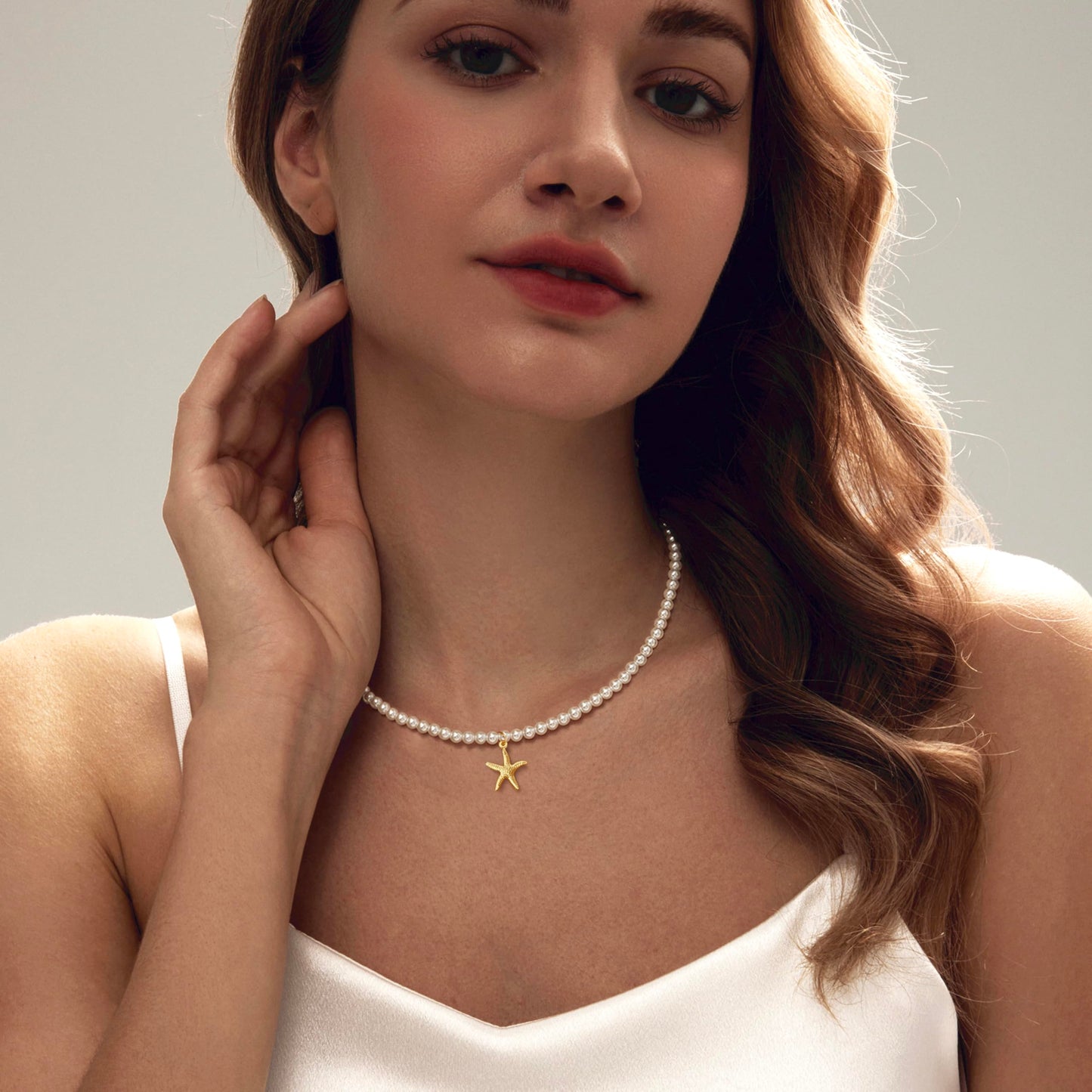 Zeffy Shell Necklace for Women,14K Gold Plated Layered Starfish Conch SeaShell Pearl Pendant Charm Necklace Stack Waterproof Dainty Beach Jewelry for Summer Vacation