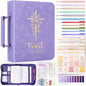 XKDOUS 20 Pcs Bible Case Set with Tabs, Pens, Study Supplies Carrier Holder Portable Men's Bible Bag Church Book Leather Cover Father Day Christian Gift for Dad, Mom, Men, Women