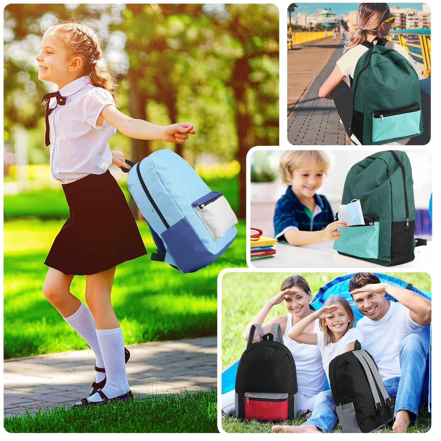 Amylove 12 Pack Backpack in Bulk 17 inch Lightweight Outdoor Travel Bag Classic Bookbags Bulk for Travel Middle High (Colorful,Lovely)