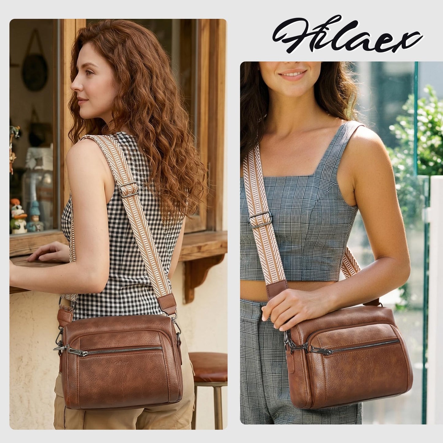 Small Leather Crossbody Bags for Women Anti theft Purses and Handbag Shoulder Hangbag with Wide Strap Tassel