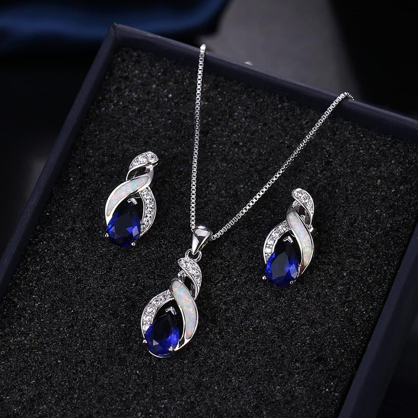 Jewelry Sets Australian Created Opal Necklace Earrings Jewelry for Mom