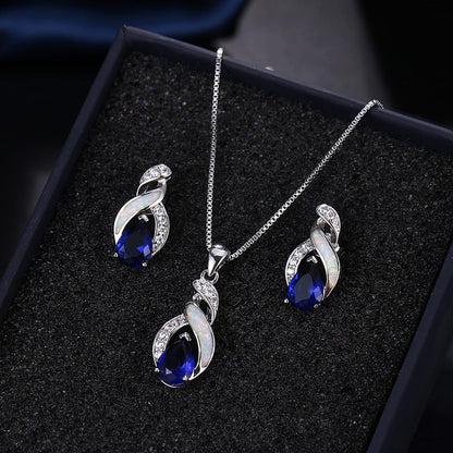 Jewelry Sets Australian Created Opal Necklace Earrings Jewelry for Mom