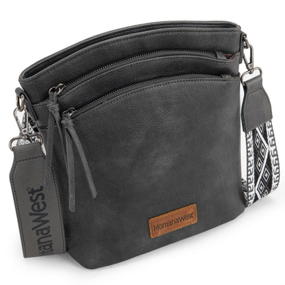 Montana West Multi Zip Pocket Crossbody Bag With Guitar Strap
