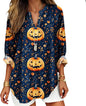 Womens Bohemian Print Tunic Top Cotton Blend V Neck Long Sleeve Loose Fit Casual Blouse for Summer Beach Vacation