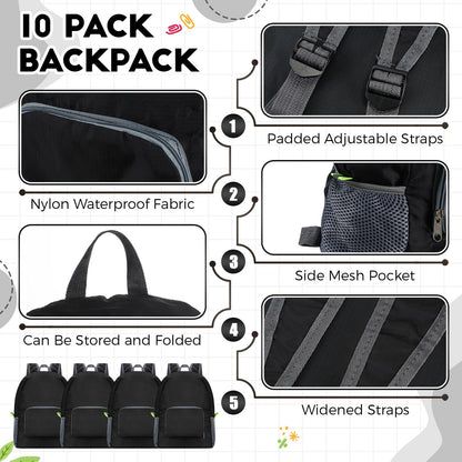 Jexine 10 Pcs Backpacks in Bulk 16.5 Inches Back Pack Basic Backpack for Adult Lightweight Outdoor Travel Book Bags(Sunny Pastel)