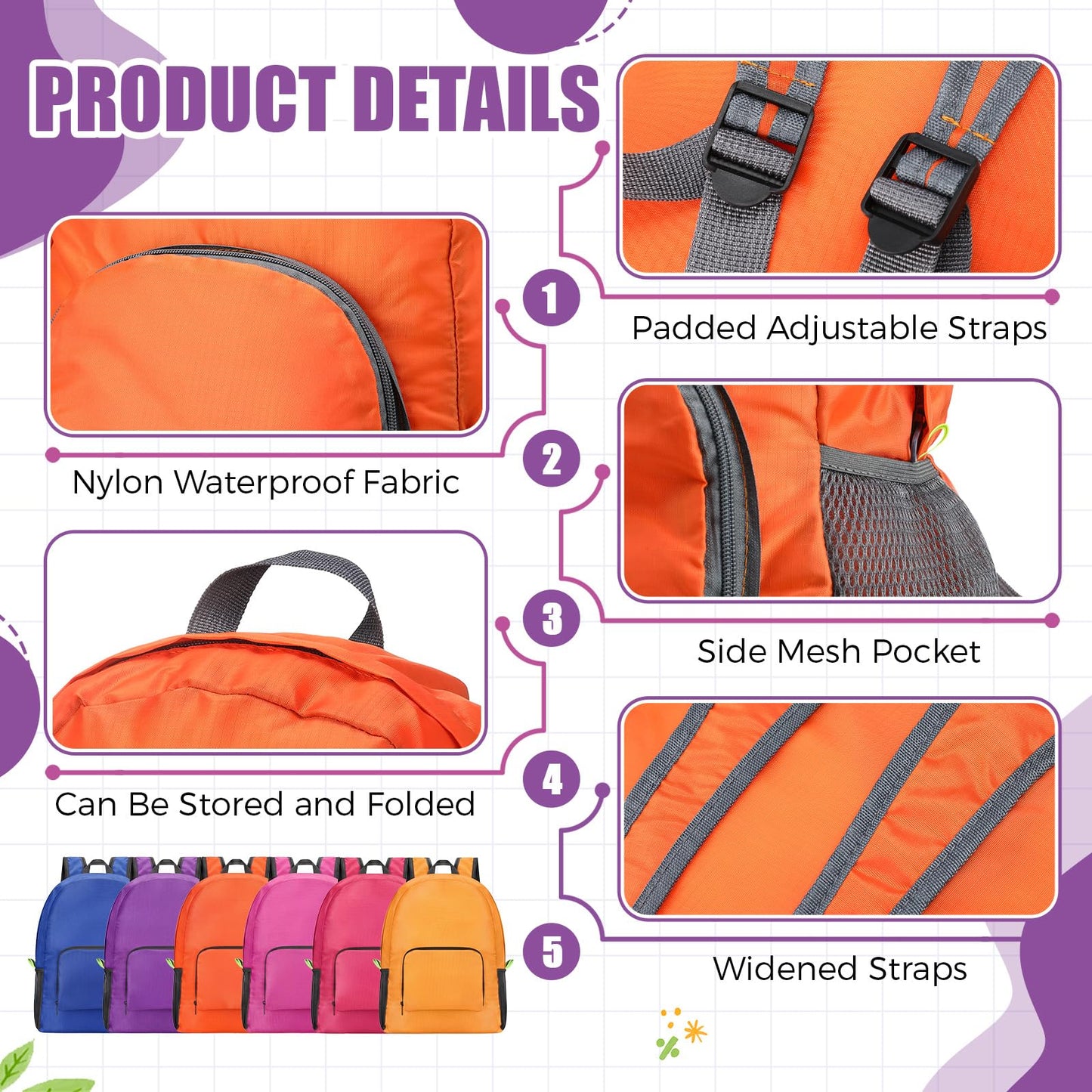 Jexine 10 Pcs Backpacks in Bulk 16.5 Inches Back Pack Basic Backpack for Adult Lightweight Outdoor Travel Book Bags(Sunny Pastel)