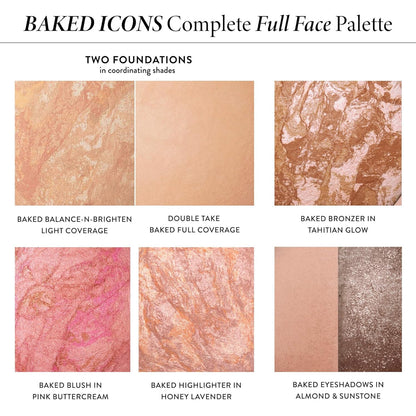 LAURA GELLER Baked Icons Complete Full Face Palette, Light | All-in-One Makeup Palette with Baked Foundations, Blush, Bronzer, Highlighter, Eyeshadows | Coverage for Mature Skin | Travel-Friendly