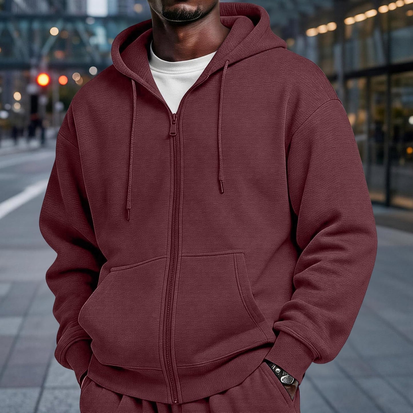 Full Zip Hoodies for Men Big And Tall Oversized Hooded Fleece Sweatshirt | Knit Open Front Cardigan, Zipper Jackets, Oversize, Streetwear, Basic Fit, Lightweight, Warm, Big and Tall, Hooded Sweatshirt