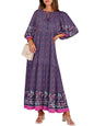 ANRABESS Womens Boho Floral 3/4 Puff Sleeve Maxi Dress | Tiered Flowy Loose Fit, Comfy Soft Rayon Fabric, Wedding Guest Church Beach, Modest Elegant, Spring Summer Fall Outfits