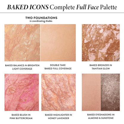 LAURA GELLER Baked Icons Complete Full Face Palette, Light | All-in-One Makeup Palette with Baked Foundations, Blush, Bronzer, Highlighter, Eyeshadows | Coverage for Mature Skin | Travel-Friendly