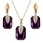 Navachi 18k Gold Plated Crystal Multicolor Square Shape Zircon Dangle Earrings And Neckalce Pendant Az4020-1 Jewelry set