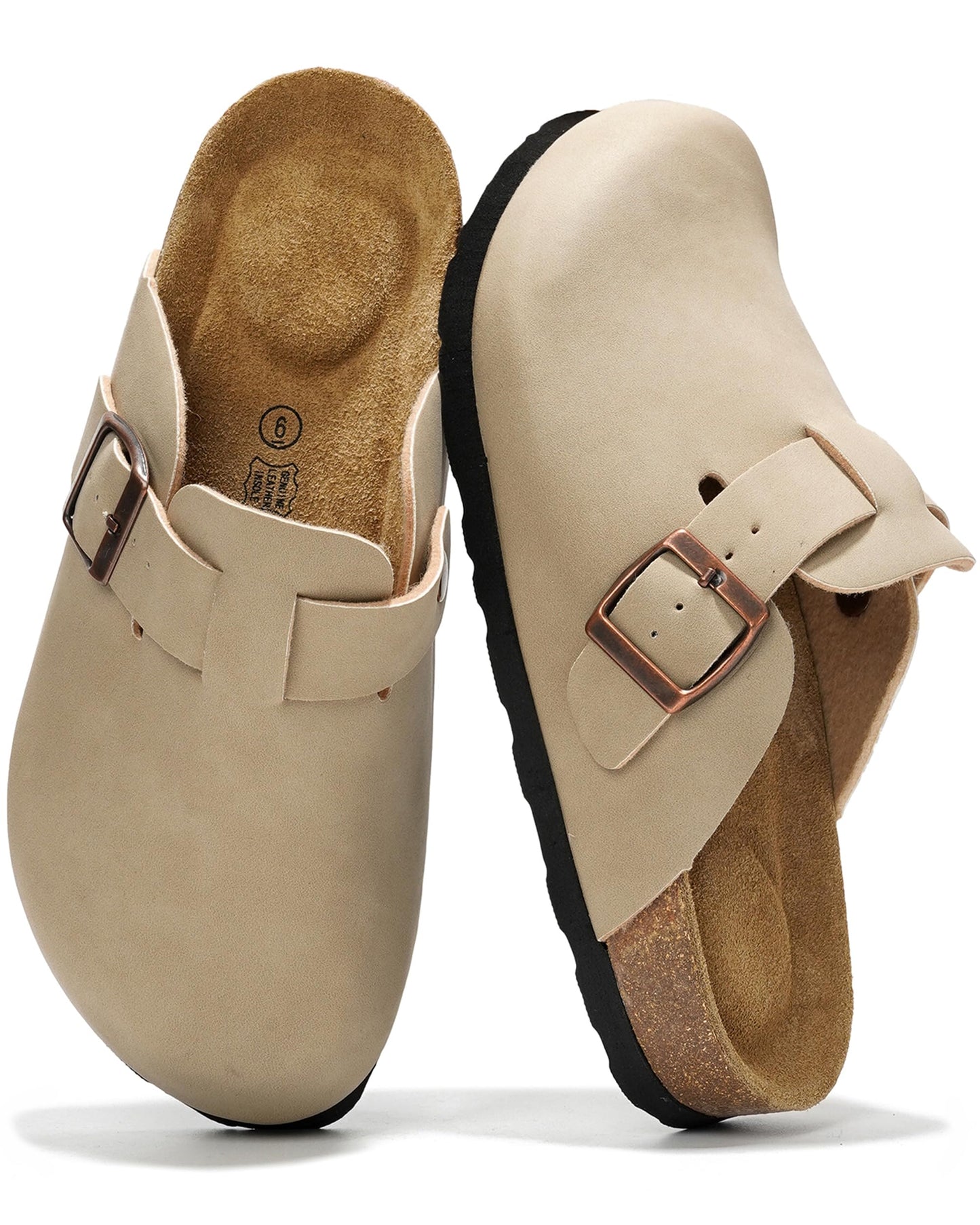 Project Cloud 100% Genuine Leather Footbed Clogs for Women - Memory Foam Arch Support Slippers for Women - Trendy Slip-ons Women's Mules & Clogs Sandals