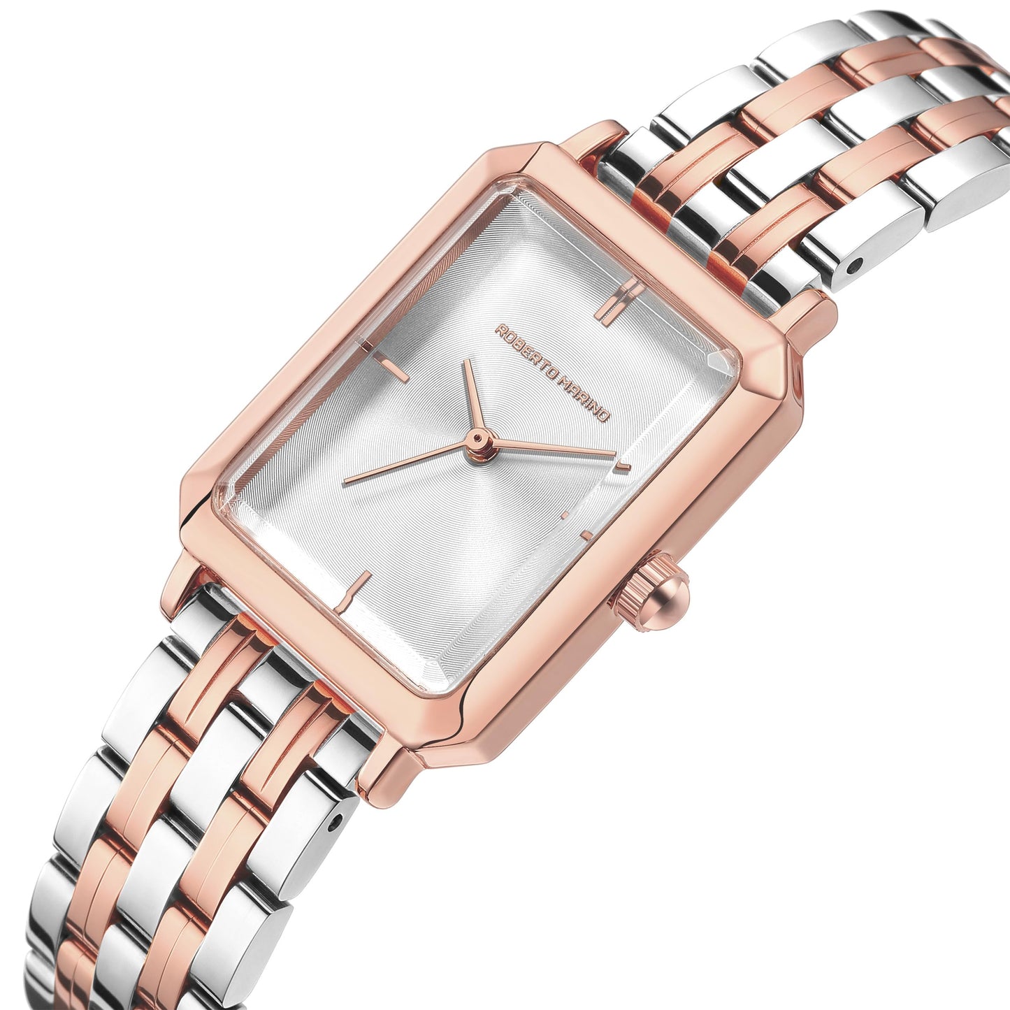 Roberto Marino RM1982 Women’s Luxury Watch Rectangular Gold – Japanese Quartz Movement, Vintage Stainless Steel Design, Silver Dial, Elegant Dress Timepiece, 3ATM Water Resistant – Reloj para Mujer