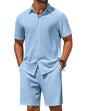 COOFANDY Men's 2 Piece Outfit Casual Short Sleeve Button Down Shirt and Beach Shorts Set Summer Vacation Outfits for Men