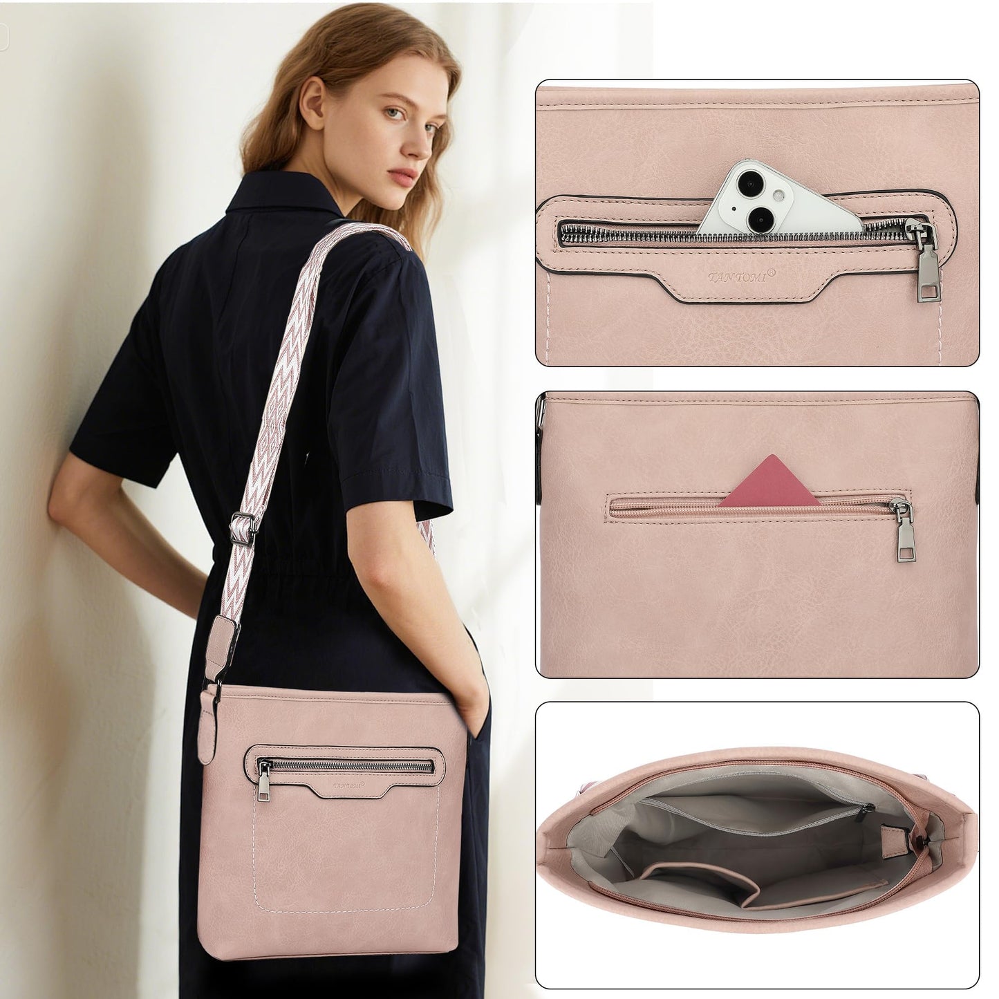 TANTOMI Crossbody Bags for Women Casual Crossbody Purses for Women Travel Shoulder Bag Handbags with Adjustable Strap