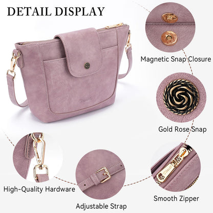 Crossbody Purses for Women Vegan Leather Small Crossbody Bags with Adjustable Strap Lightweight Travel Shoulder Bag