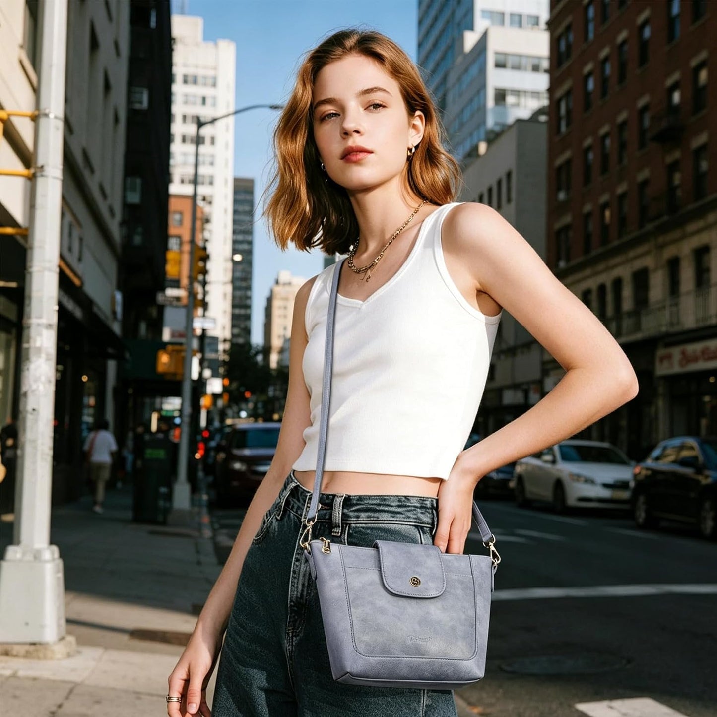Crossbody Purses for Women Vegan Leather Small Crossbody Bags with Adjustable Strap Lightweight Travel Shoulder Bag