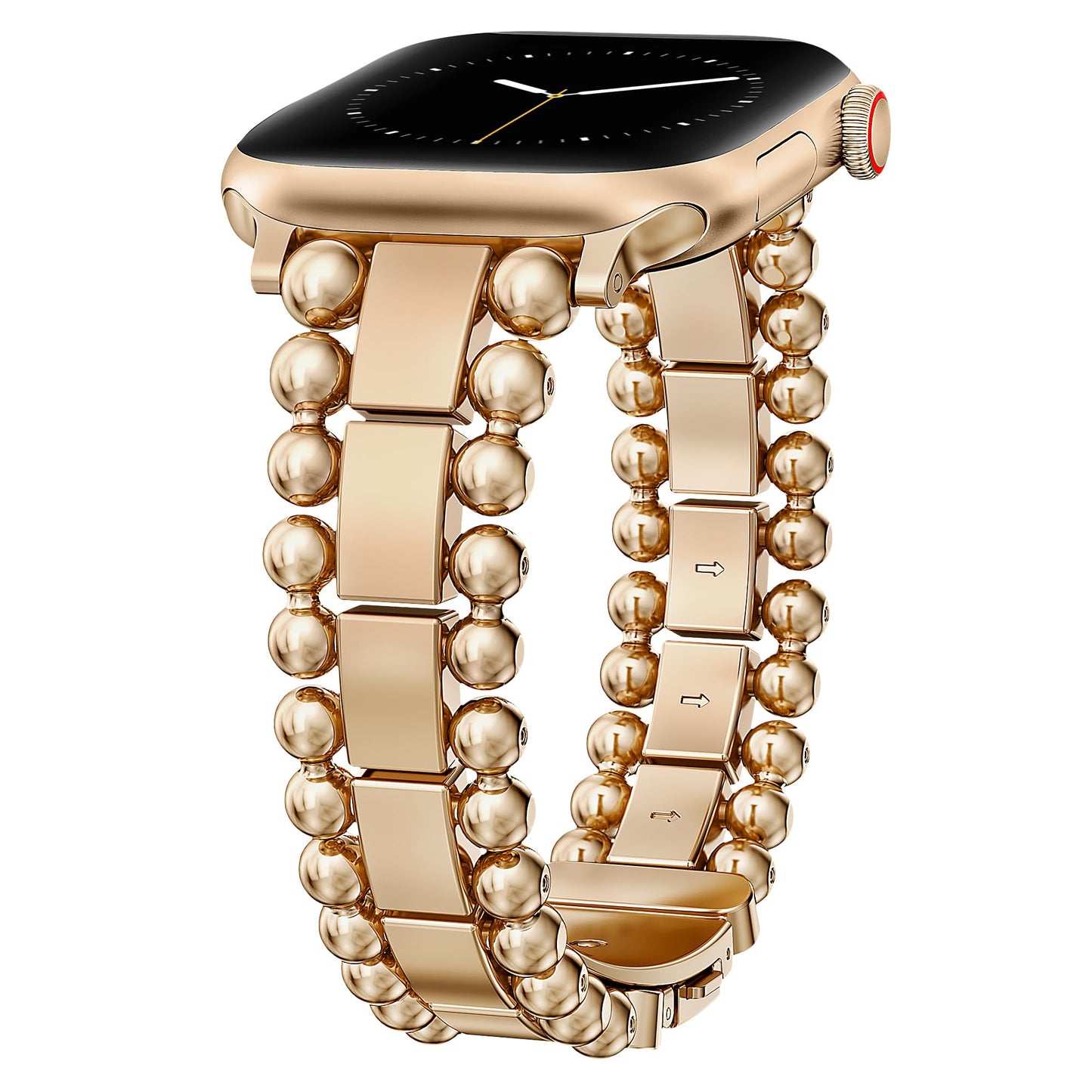TOYOUTHS Beaded Bracelet Compatible with Apple Watch Bands 38/40/41/42/44/45/46/49mm Women, Dressy Fancy Stainless Steel Metal Elegant Jewelry Strap for iWatch Series 11 10 9 8 7 6 5 4 Ultra/SE 3 2 1