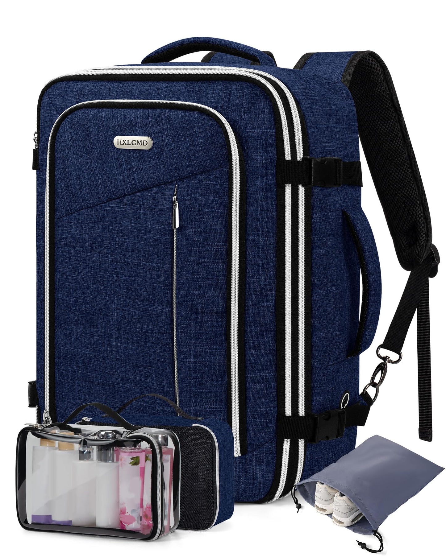 Travel Carry On 17.5" Laptop Expandable Backpack for Men Women, Personal Item Bag Waterproof Airline Approved with USB Charging Hole 3 Packing Cubes, Large Weekender Daypack Business Luggage Suitcase