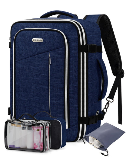 Travel Carry On 17.5" Laptop Expandable Backpack for Men Women, Personal Item Bag Waterproof Airline Approved with USB Charging Hole 3 Packing Cubes, Large Weekender Daypack Business Luggage Suitcase