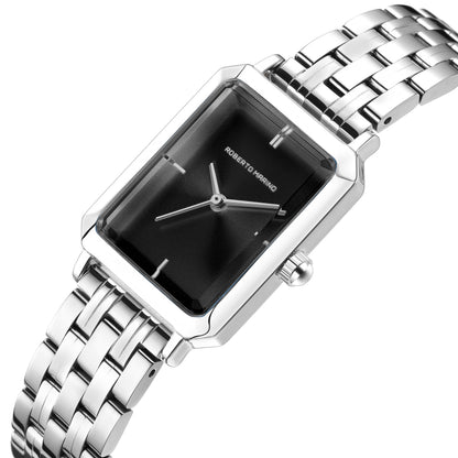 Roberto Marino RM1982 Women’s Luxury Watch Rectangular Gold – Japanese Quartz Movement, Vintage Stainless Steel Design, Silver Dial, Elegant Dress Timepiece, 3ATM Water Resistant – Reloj para Mujer