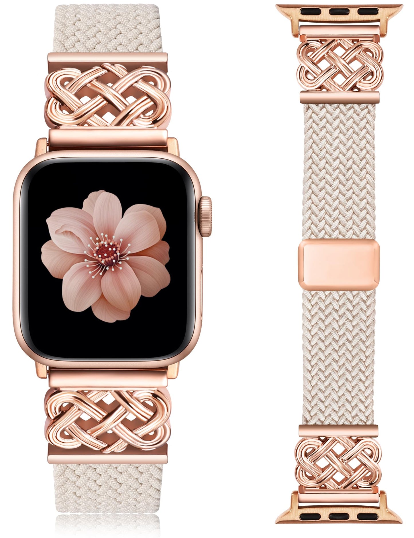 TOYOUTHS Braided Magnetic Band Compatible with Apple Watch Bands 38/40/41/42/44/45/46/49mm Women Men, Dressy Celtic Metal Stretchy Elastic Strap for iWatch Series 11 10 9 8 7 6 5 4 SE/Ultra 3 2 1