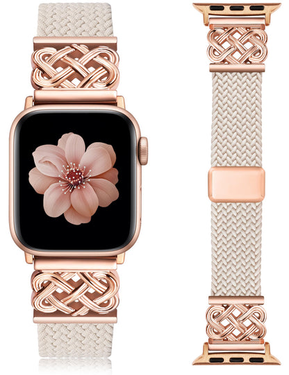 TOYOUTHS Braided Magnetic Band Compatible with Apple Watch Bands 38/40/41/42/44/45/46/49mm Women Men, Dressy Celtic Metal Stretchy Elastic Strap for iWatch Series 11 10 9 8 7 6 5 4 SE/Ultra 3 2 1