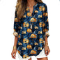 Womens Bohemian Print Tunic Top Cotton Blend V Neck Long Sleeve Loose Fit Casual Blouse for Summer Beach Vacation