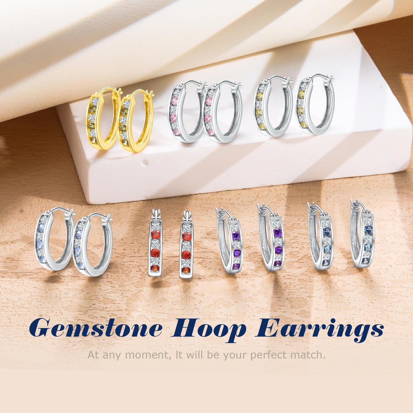 Channel Set Small Huggie Hoop Earrings Sterling Silver or 14K Gold Color,Lightweight Hypoallergenic CZ Diamond Chunky Hoop Earrings for Women