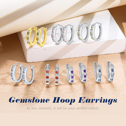 Channel Set Small Huggie Hoop Earrings Sterling Silver or 14K Gold Color,Lightweight Hypoallergenic CZ Diamond Chunky Hoop Earrings for Women