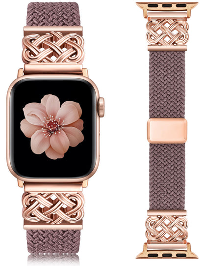 TOYOUTHS Braided Magnetic Band Compatible with Apple Watch Bands 38/40/41/42/44/45/46/49mm Women Men, Dressy Celtic Metal Stretchy Elastic Strap for iWatch Series 11 10 9 8 7 6 5 4 SE/Ultra 3 2 1