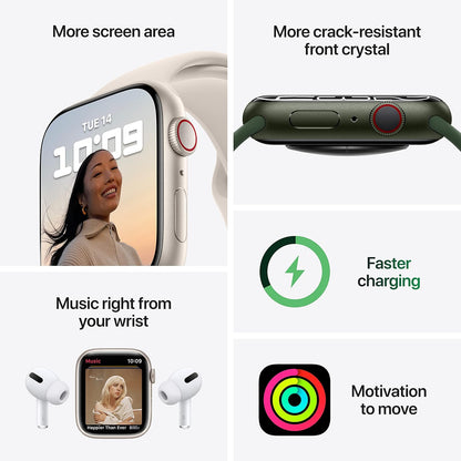Apple Watch Series 7 (GPS + Cellular, 45MM) - Gold Stainless Steel Case with Abyss Blue Sport Band (Renewed)