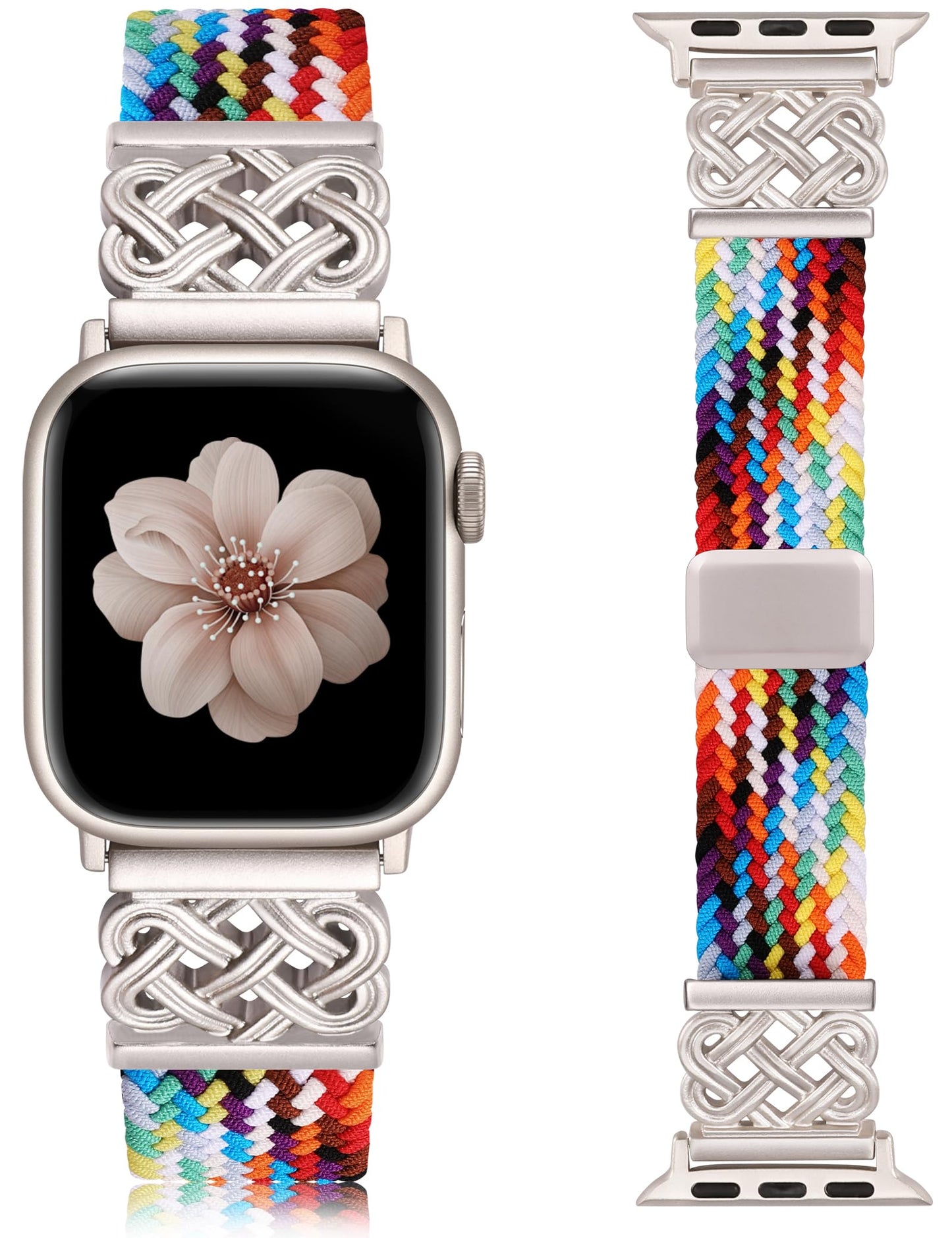 TOYOUTHS Braided Magnetic Band Compatible with Apple Watch Bands 38/40/41/42/44/45/46/49mm Women Men, Dressy Celtic Metal Stretchy Elastic Strap for iWatch Series 11 10 9 8 7 6 5 4 SE/Ultra 3 2 1