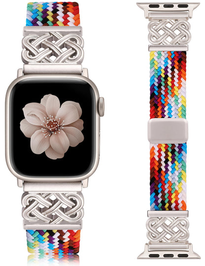 TOYOUTHS Braided Magnetic Band Compatible with Apple Watch Bands 38/40/41/42/44/45/46/49mm Women Men, Dressy Celtic Metal Stretchy Elastic Strap for iWatch Series 11 10 9 8 7 6 5 4 SE/Ultra 3 2 1