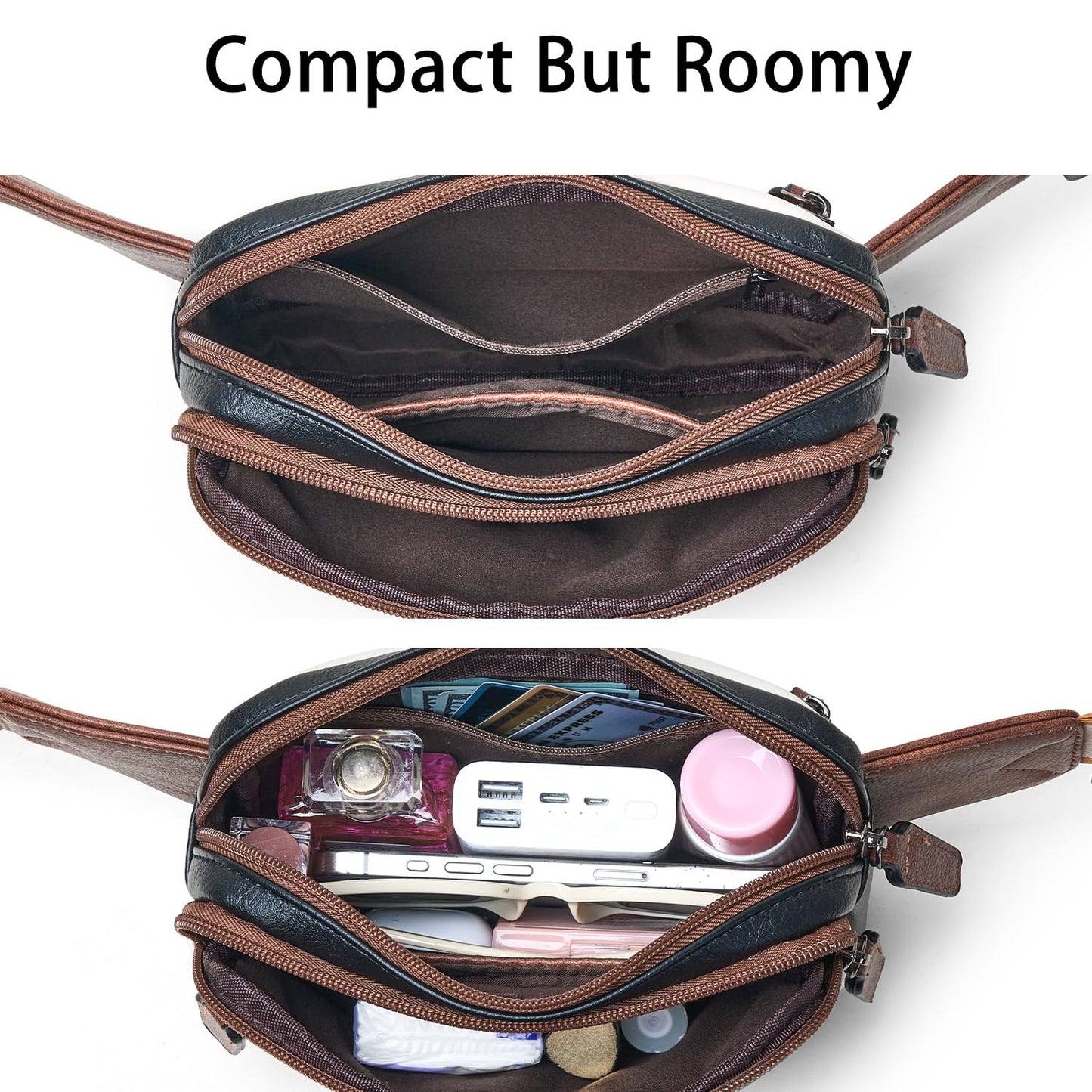Leresas Fanny Packs for Women Vegan Leather Belt Bag Chic Cross Body Waist Pack Waist Purse for Travel Hiking Running Brown