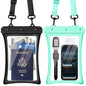 CACOE Floatable Waterproof Phone Pouch 2 Pack Up to 9.0", Black+Green | Floatable, IPX8 Waterproof Phone Case,Adjustable Lanyard,Dry Bags for Beach/Cruise/Travel/Camping/Kayak/Vacation Essentials