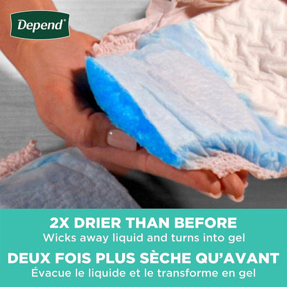 Depend Fresh Protection Adult Diapers, Incontinence Underwear for Women, Disposable, Maximum, XXL, Blush, 44 Count (2 Packs of 22), Packaging May Vary