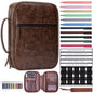 XKDOUS 20 Pcs Bible Case Set with Tabs, Pens, Study Supplies Carrier Holder Portable Men's Bible Bag Church Book Leather Cover Father Day Christian Gift for Dad, Mom, Men, Women