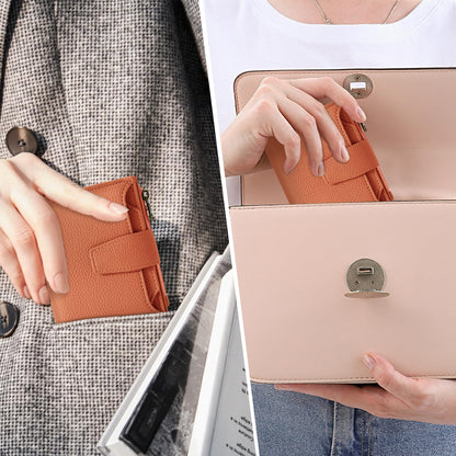 Airkit Small Wallet Women RFID Blocking Soft Leather Bifold Compact Card Holder Wallet for Women with Zipper Coin Pocket 4 ID Window
